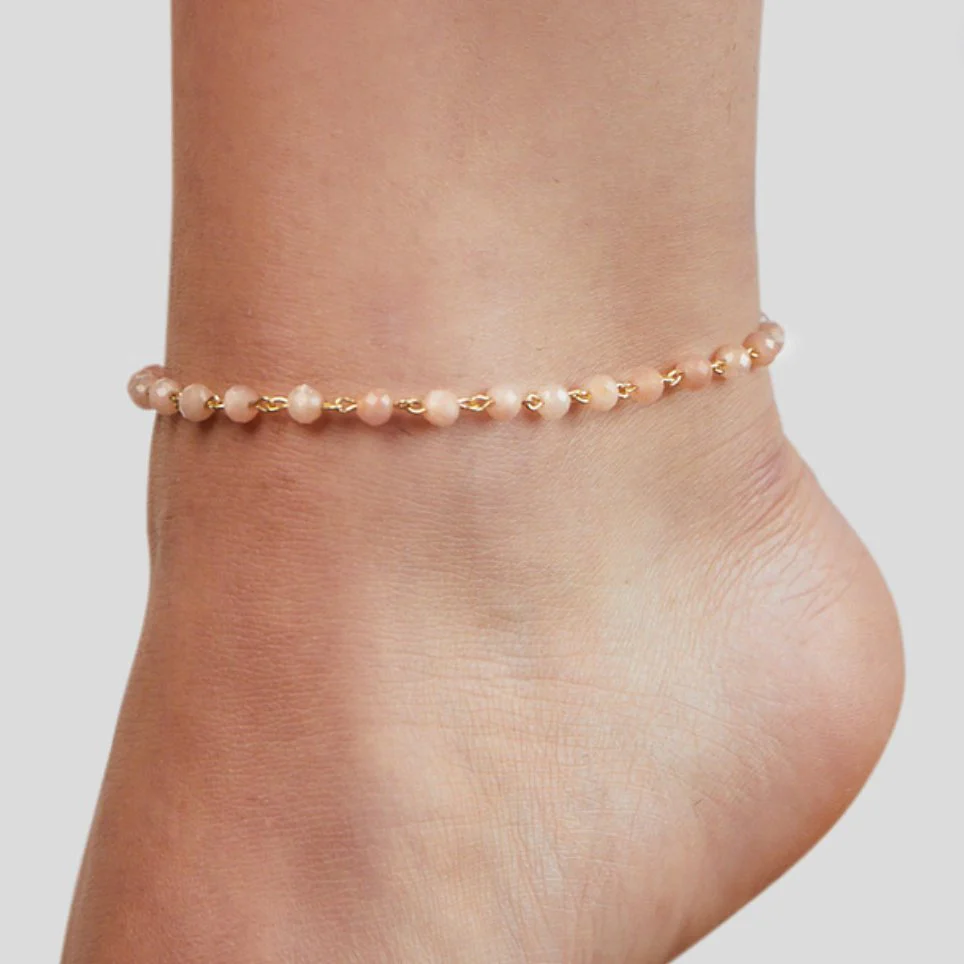 Blush Pink 18K Gold Anklet