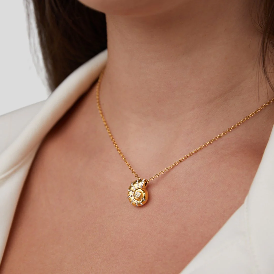 Luca Crystal Seashell Pendant Necklace