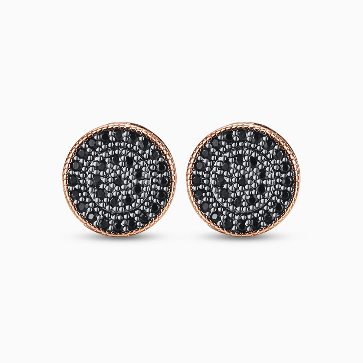 Black Rose Circle Stud Earrings