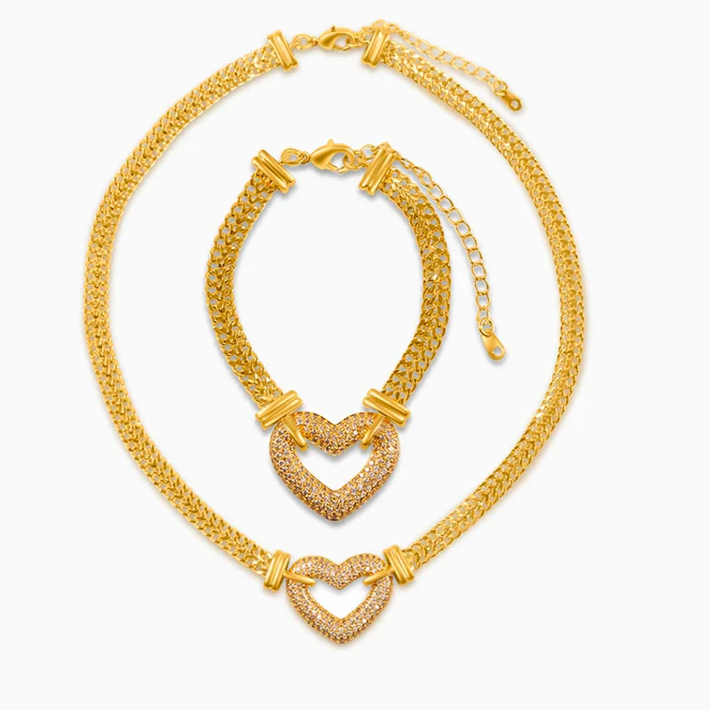 Paris Heart Pendant Jewelry Set