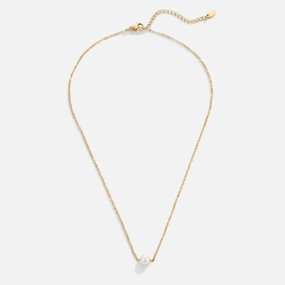 Solitaire Gold Pearl Necklace