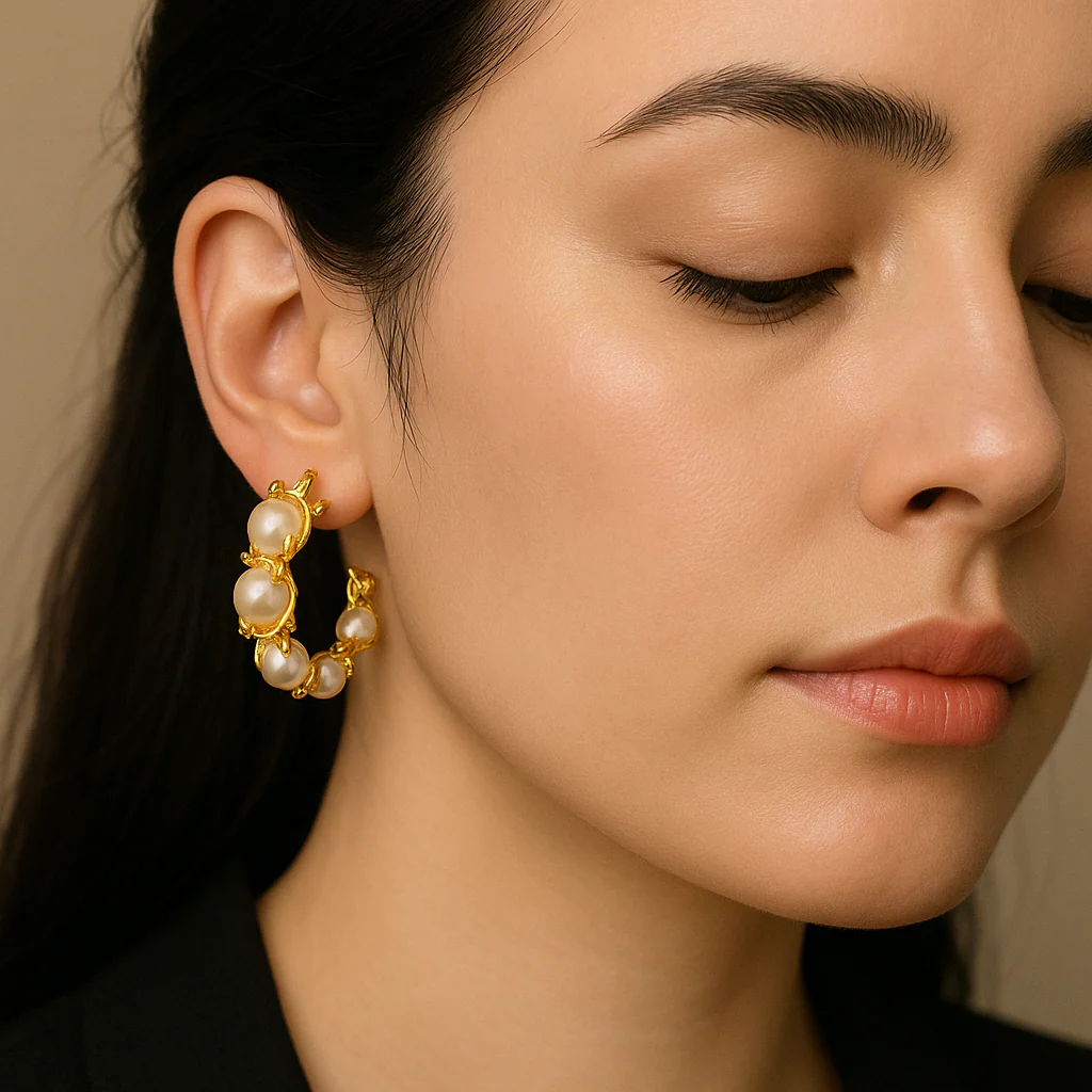 Serena Pearl Claw Hoops