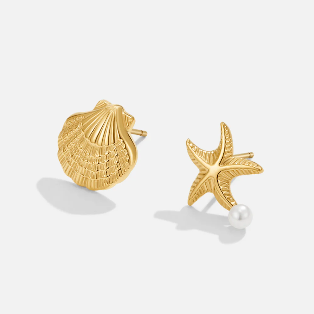 Naia Shell & Starfish Gold Earrings