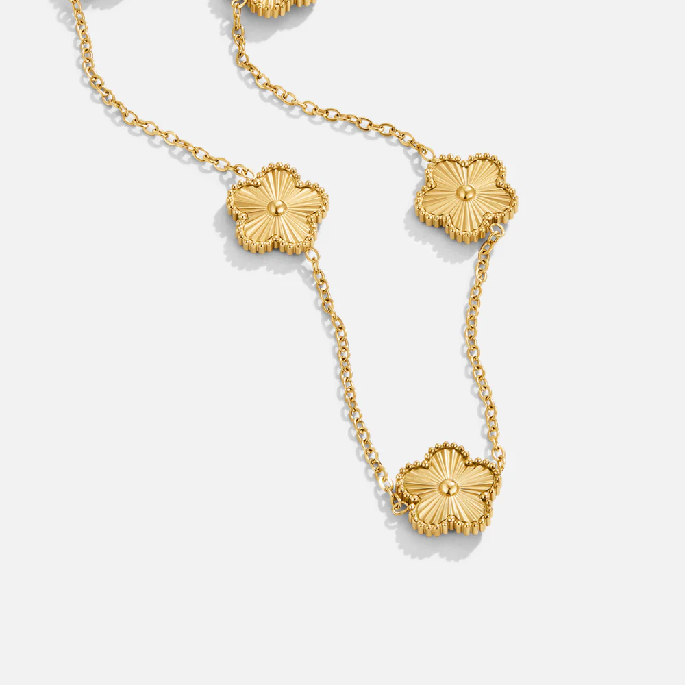 Golden Clover Cluster Necklace