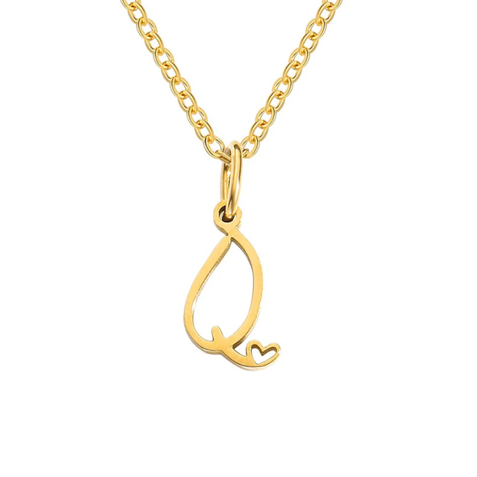 Gold Letter Heart Necklace