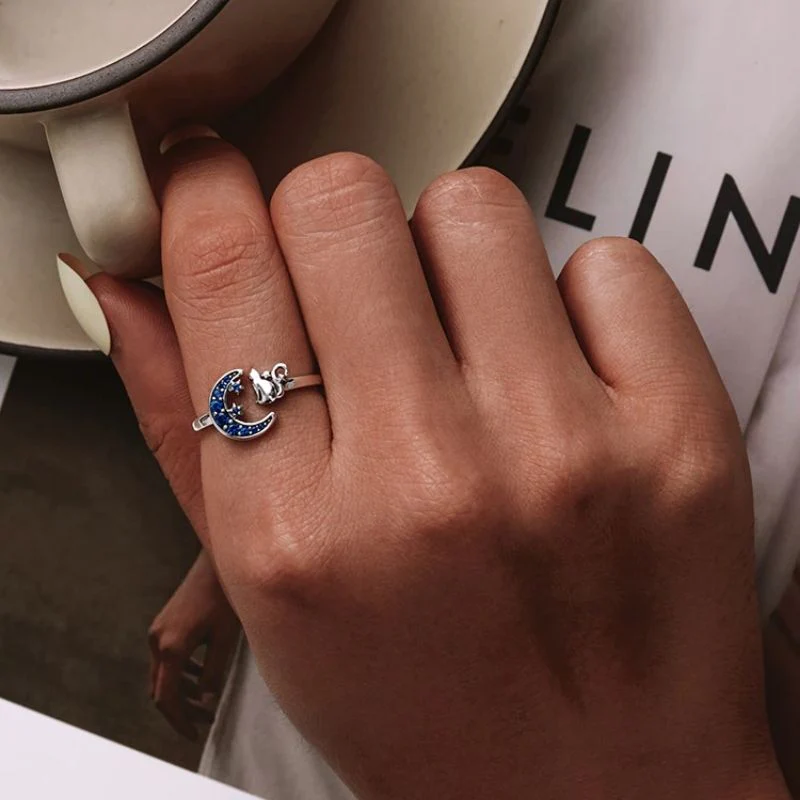 Cat And Blue Moon Ring