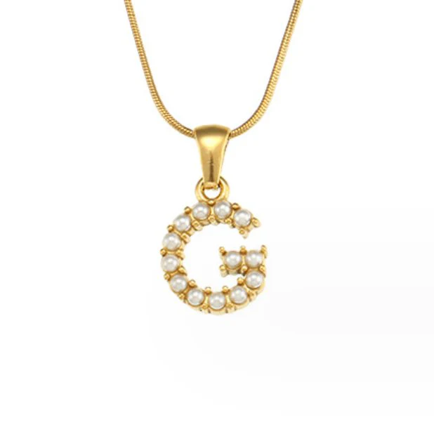 Letter Pearl Charm Necklace
