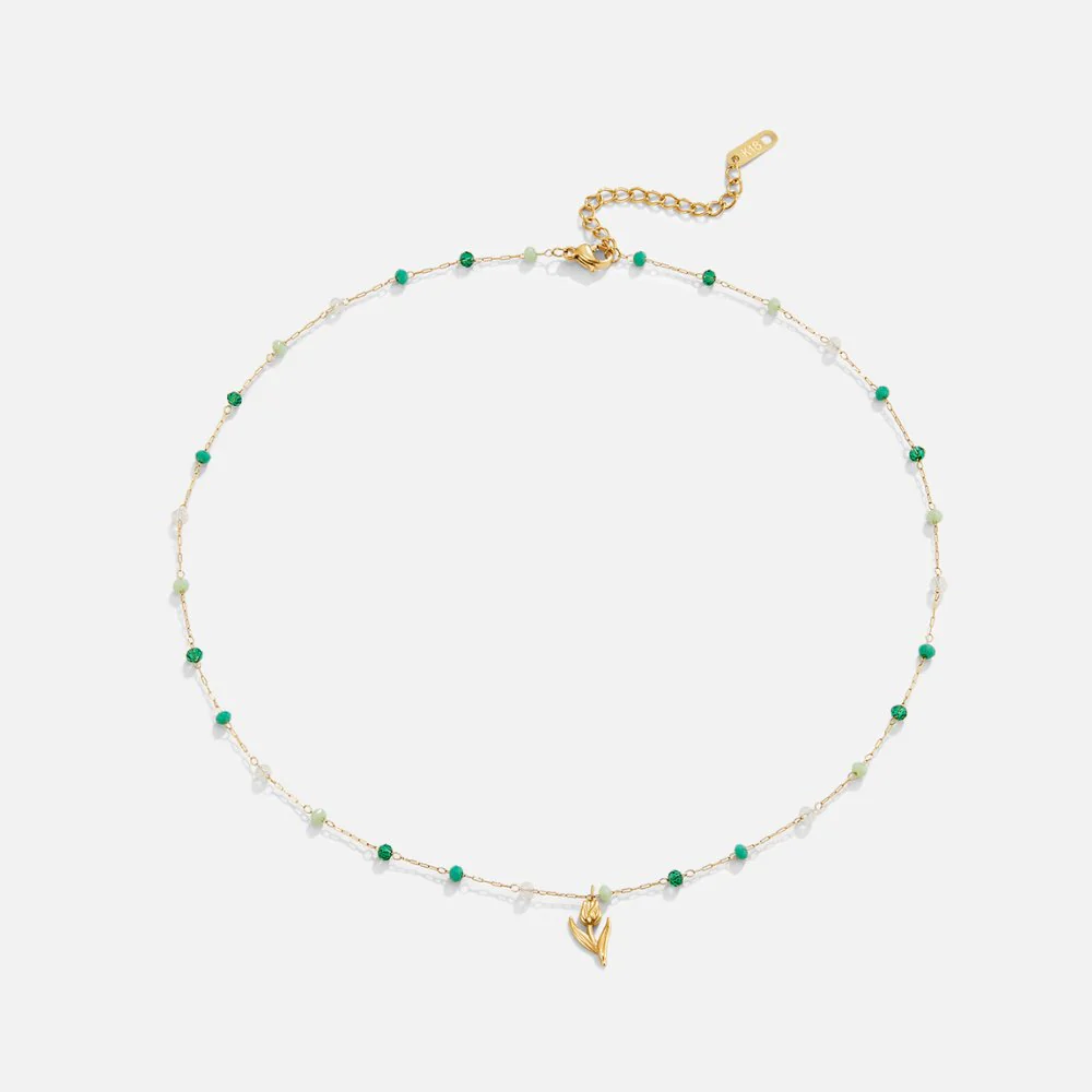 Golden Tulip Bead Necklace