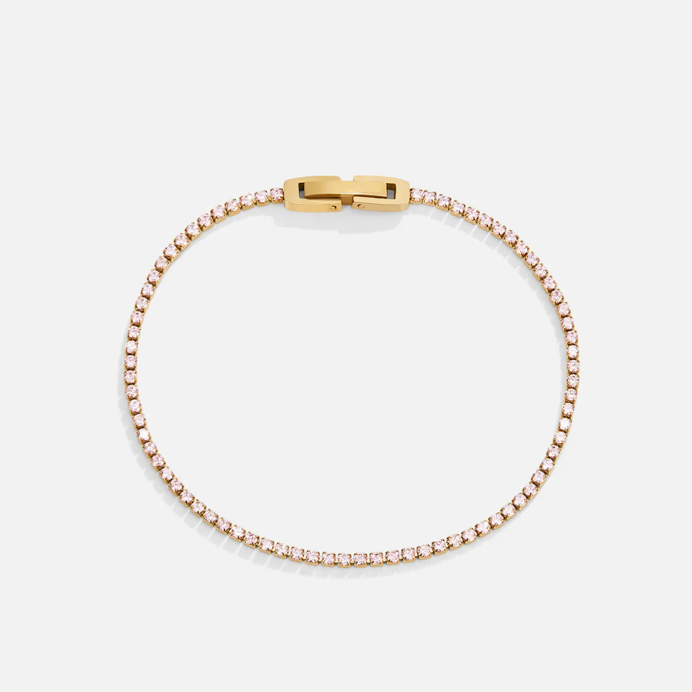Kiera Gold Pink Crystal Bracelet