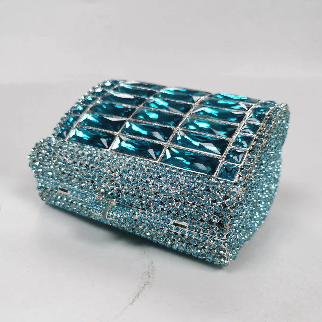 (CS) Victoria Crystals Clutch Bag - Sky Blue