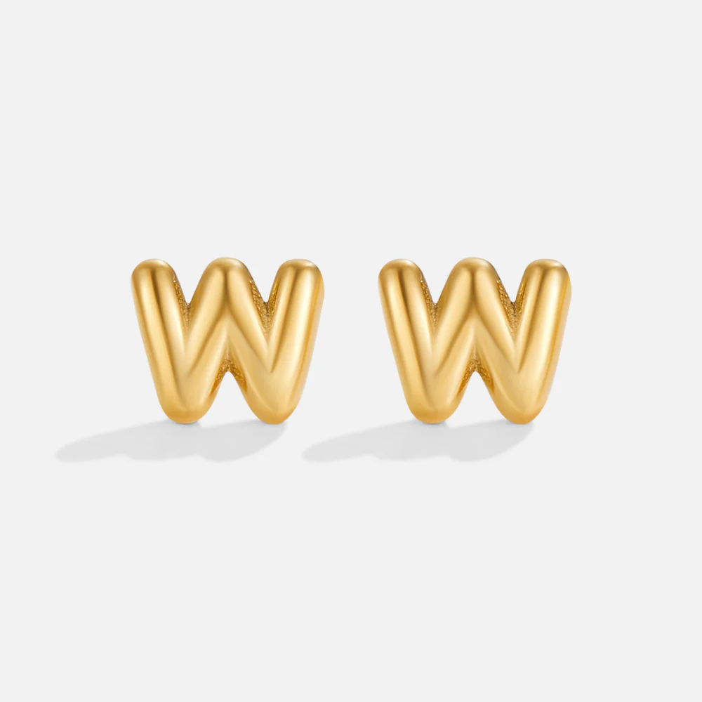 Gold Bubble Letter Earrings