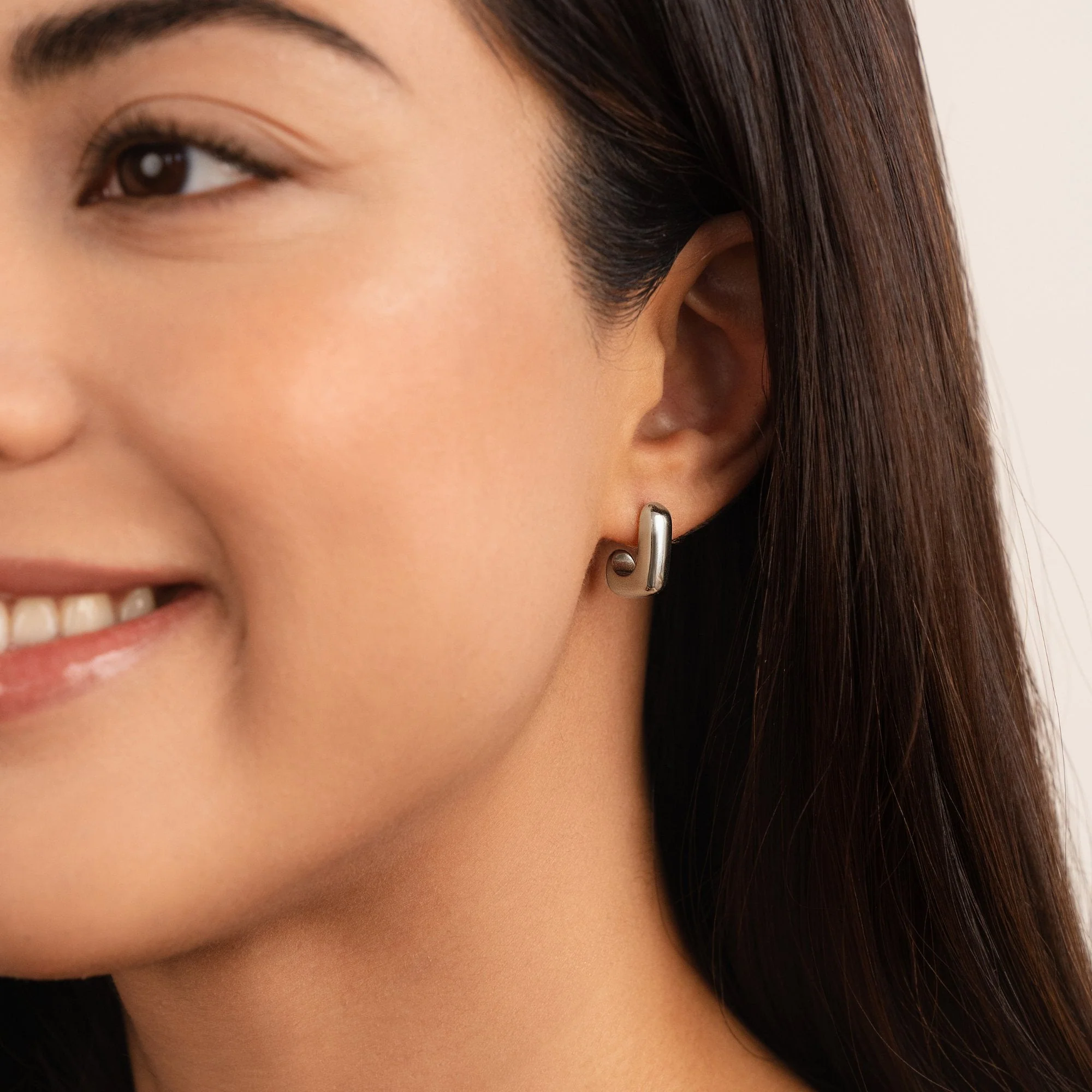 Alice Square Hoop Silver Earrings