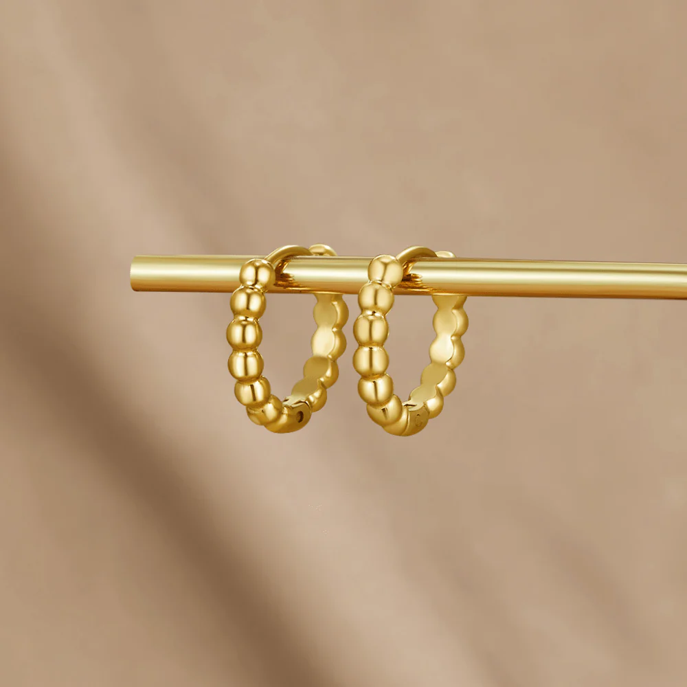 Leona Gold Bead Hoop Earrings