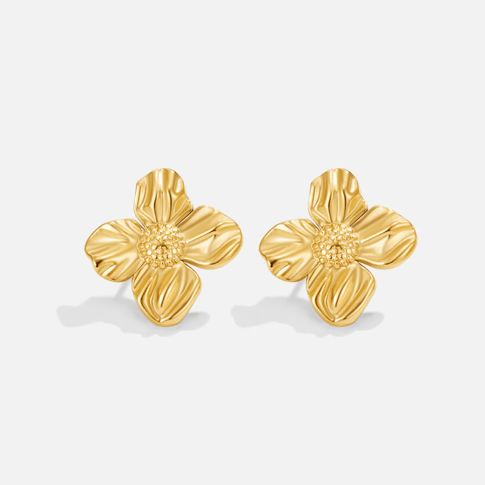 18K Gold Flower Earrings