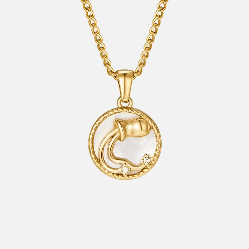 White Shell Zodiac Coin Necklace