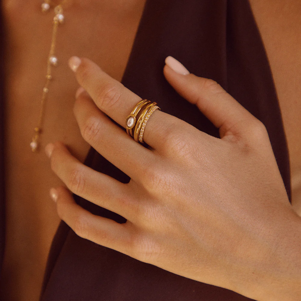 Chunky Pearl 18K Gold Ring