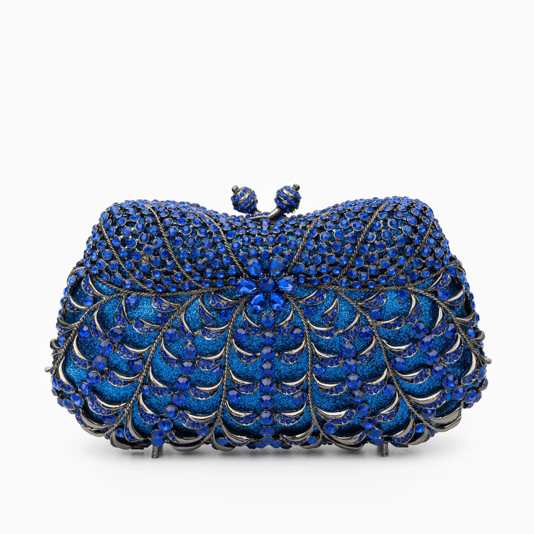 (CS) Alyssa Rhinestones Clutch Bag - Blue