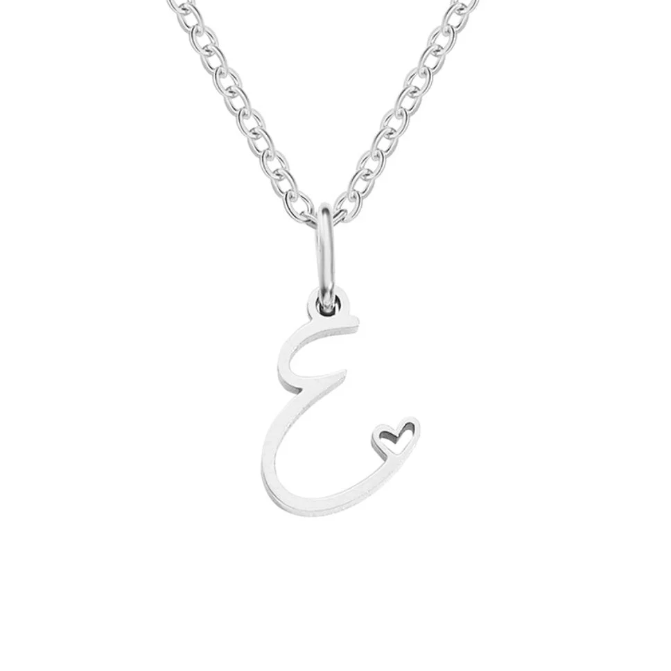 Silver Letter Heart Necklace