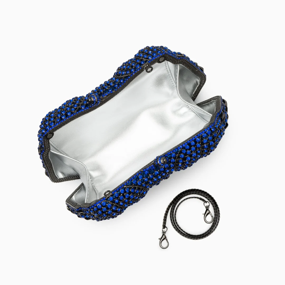 (CS) Alyssa Rhinestones Clutch Bag - Blue