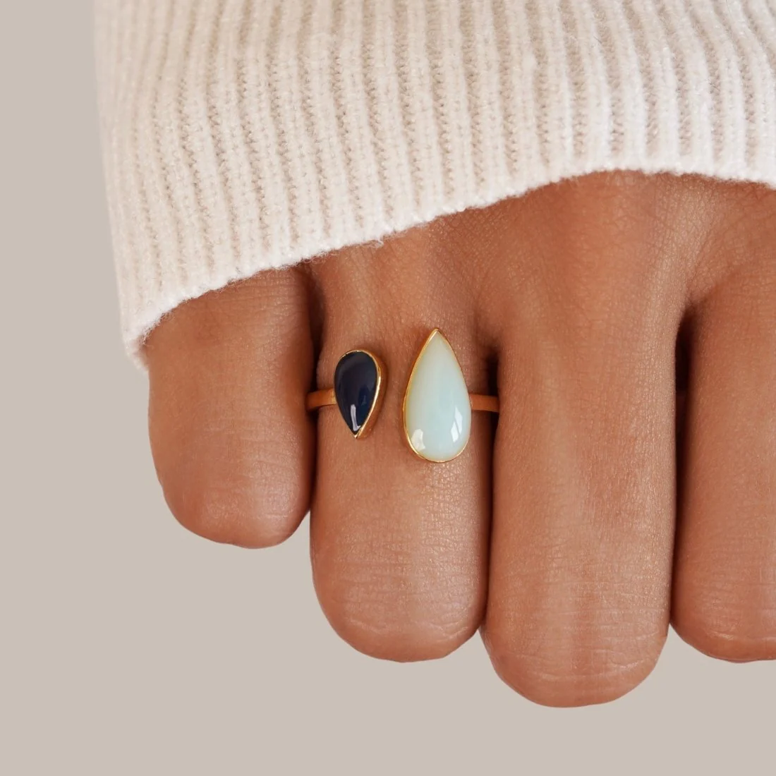 Aquamarine Teardrop Ring