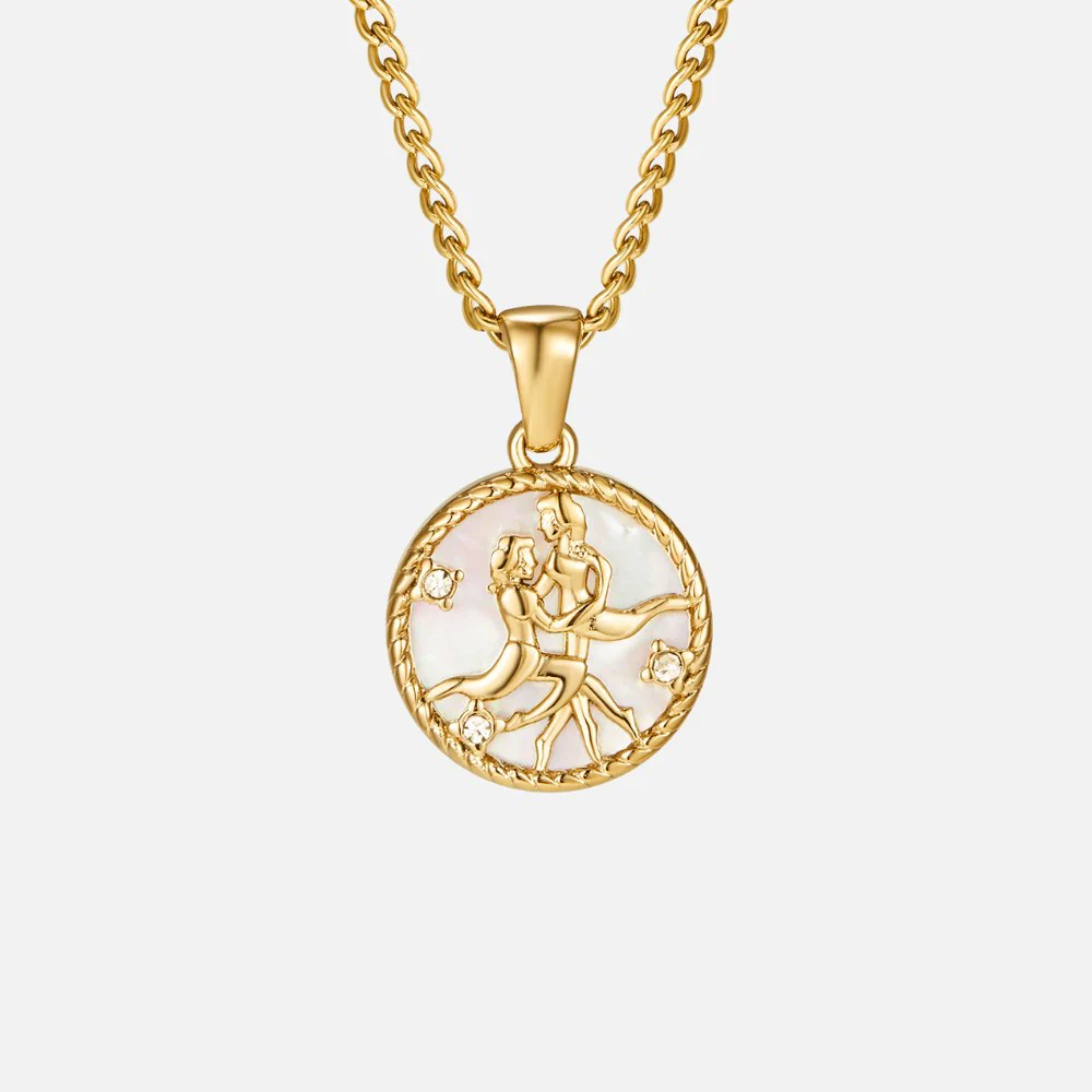 White Shell Zodiac Coin Necklace