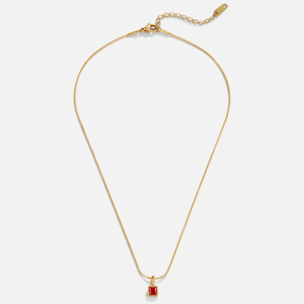 Square Pendant Birthstone Necklace
