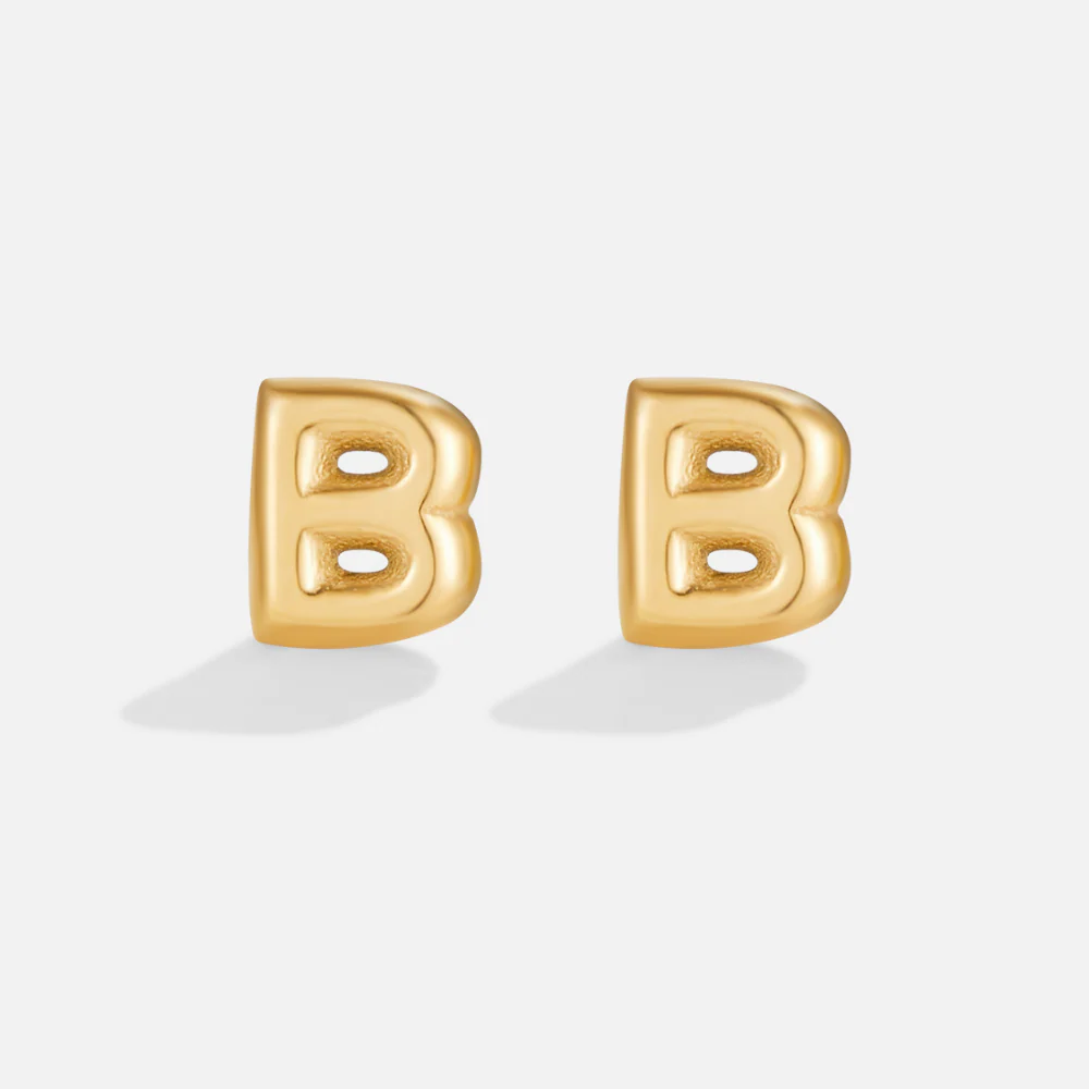 Gold Bubble Letter Earrings