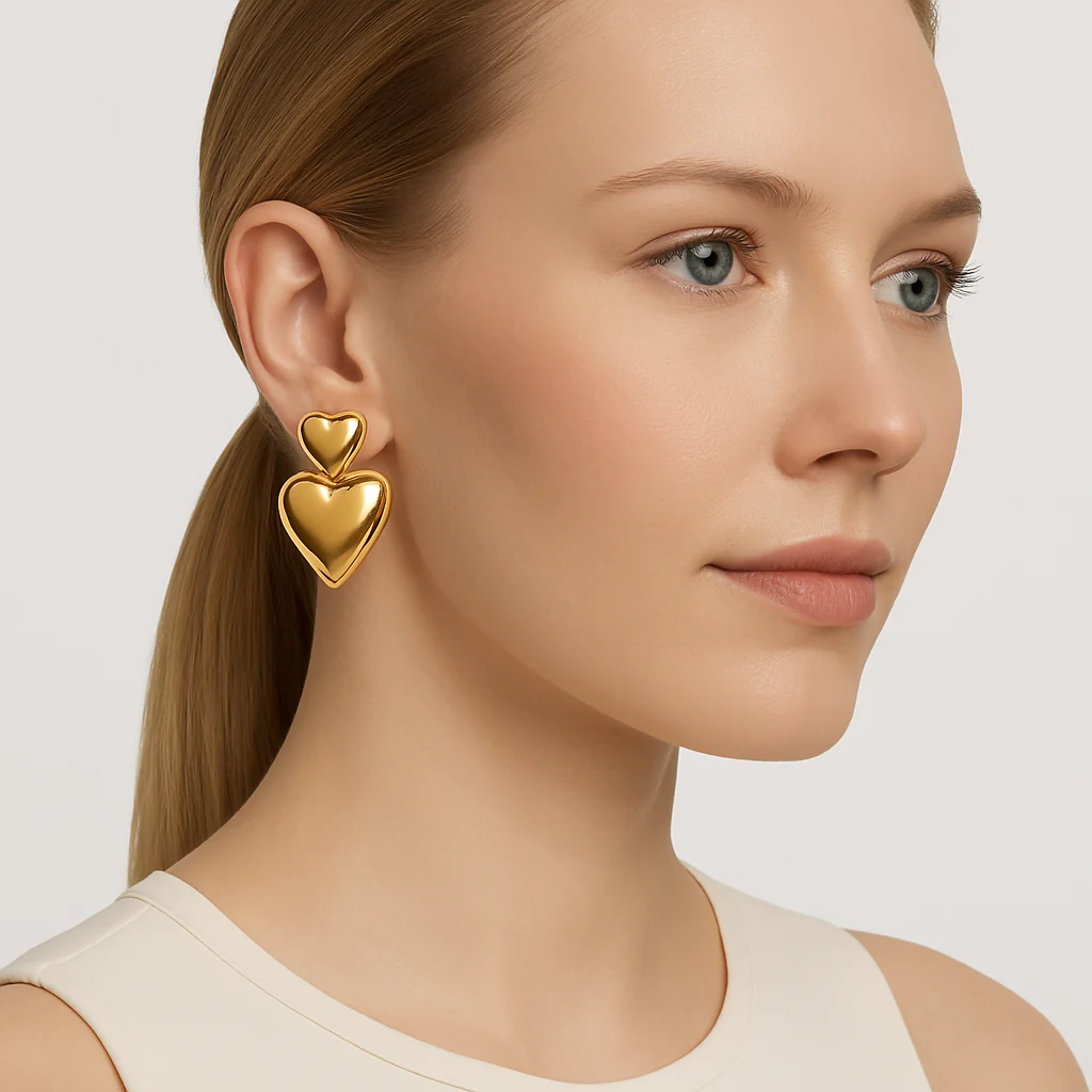Amara Double Heart Earrings