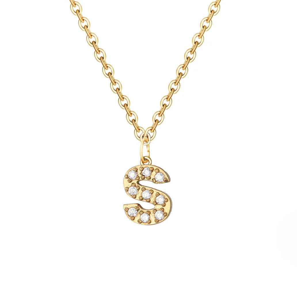 Crystal Letter Charm Necklace