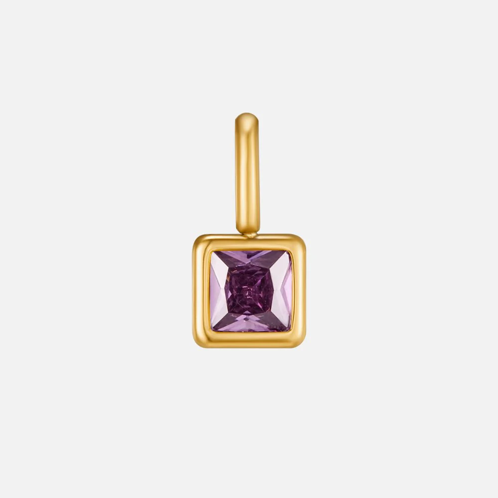 Square Pendant Birthstone Necklace