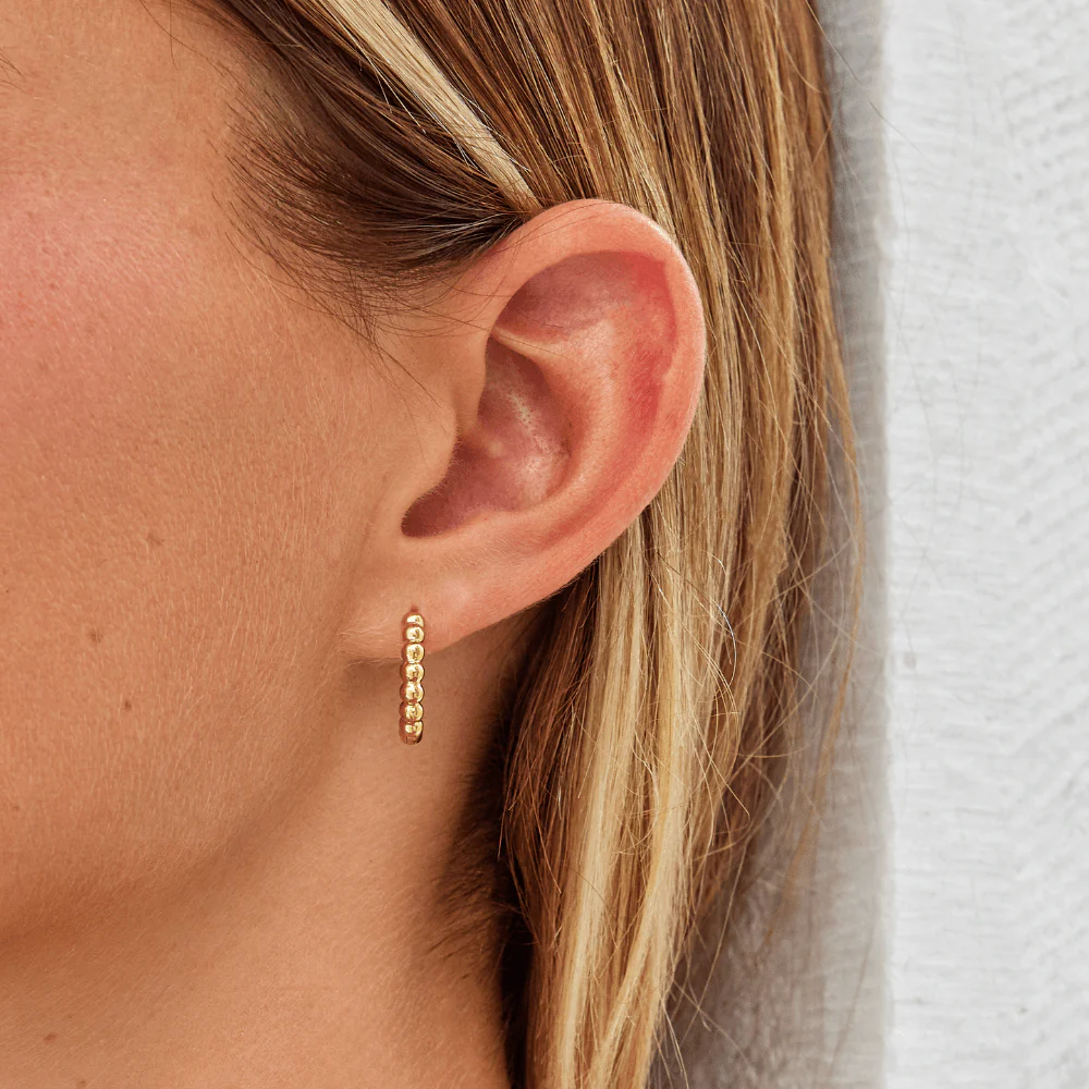 Leona Gold Bead Hoop Earrings