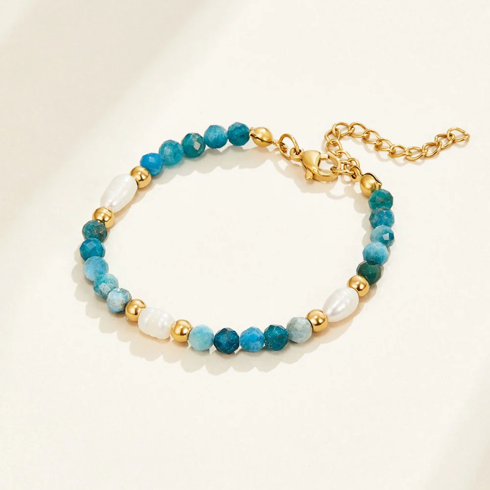 Free Turquoise Blue & Pearl Bead Bracelet
