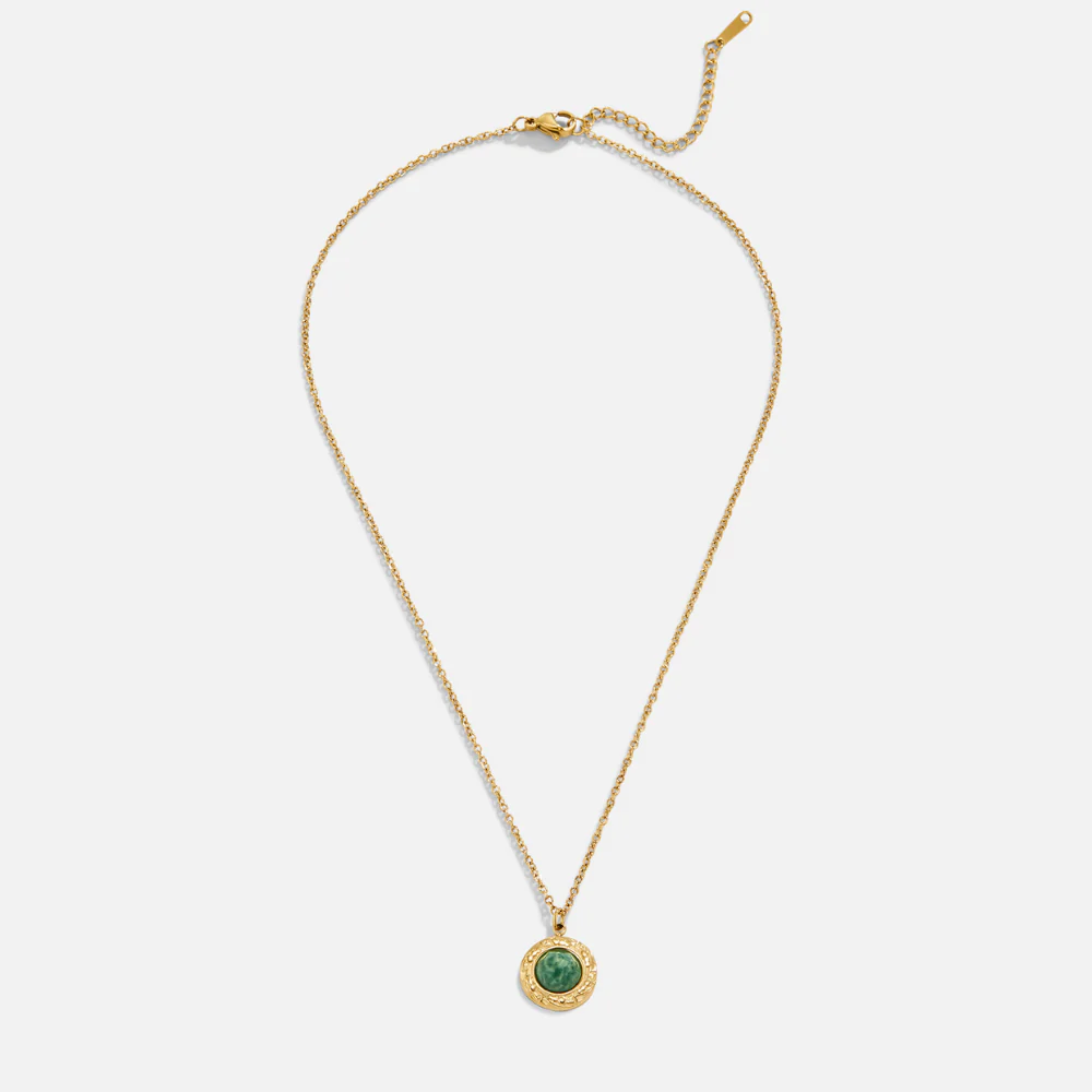 Green Aventurine Coin Necklace