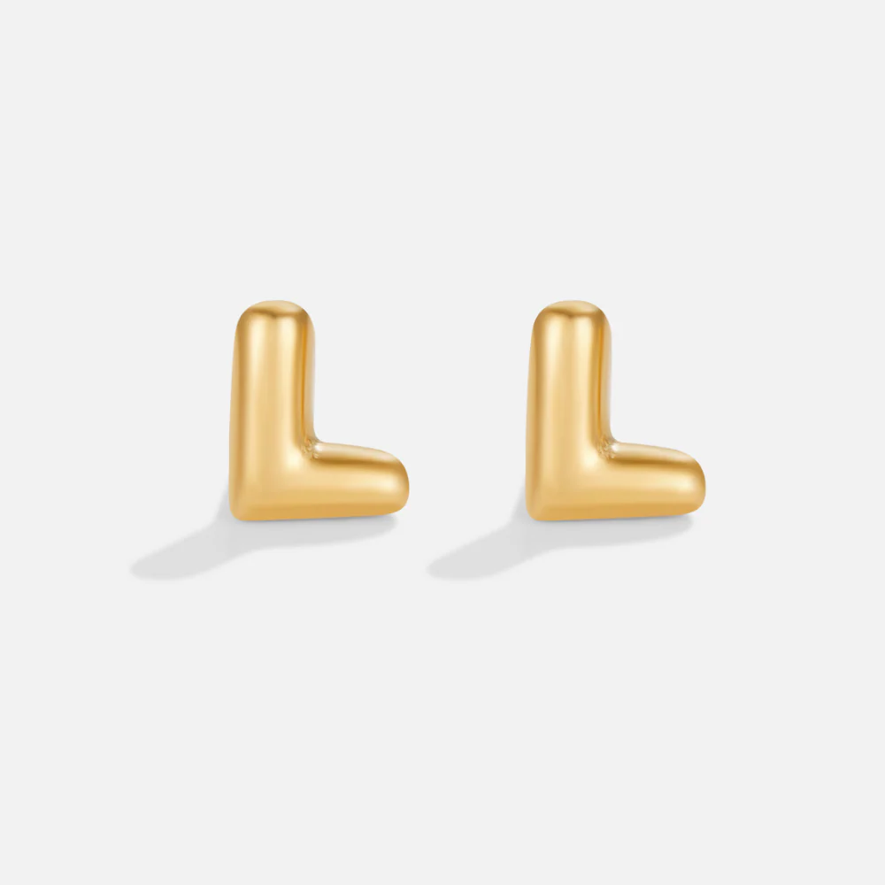 Gold Bubble Letter Earrings