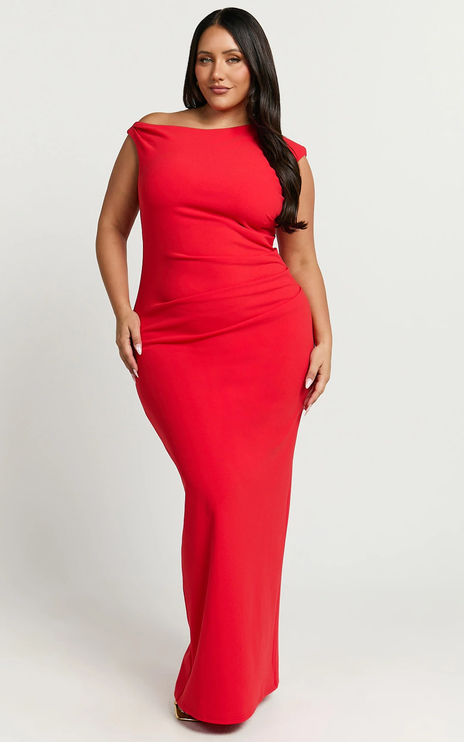 Genie Maxi Dress - Off The Shoulder Dress in Red