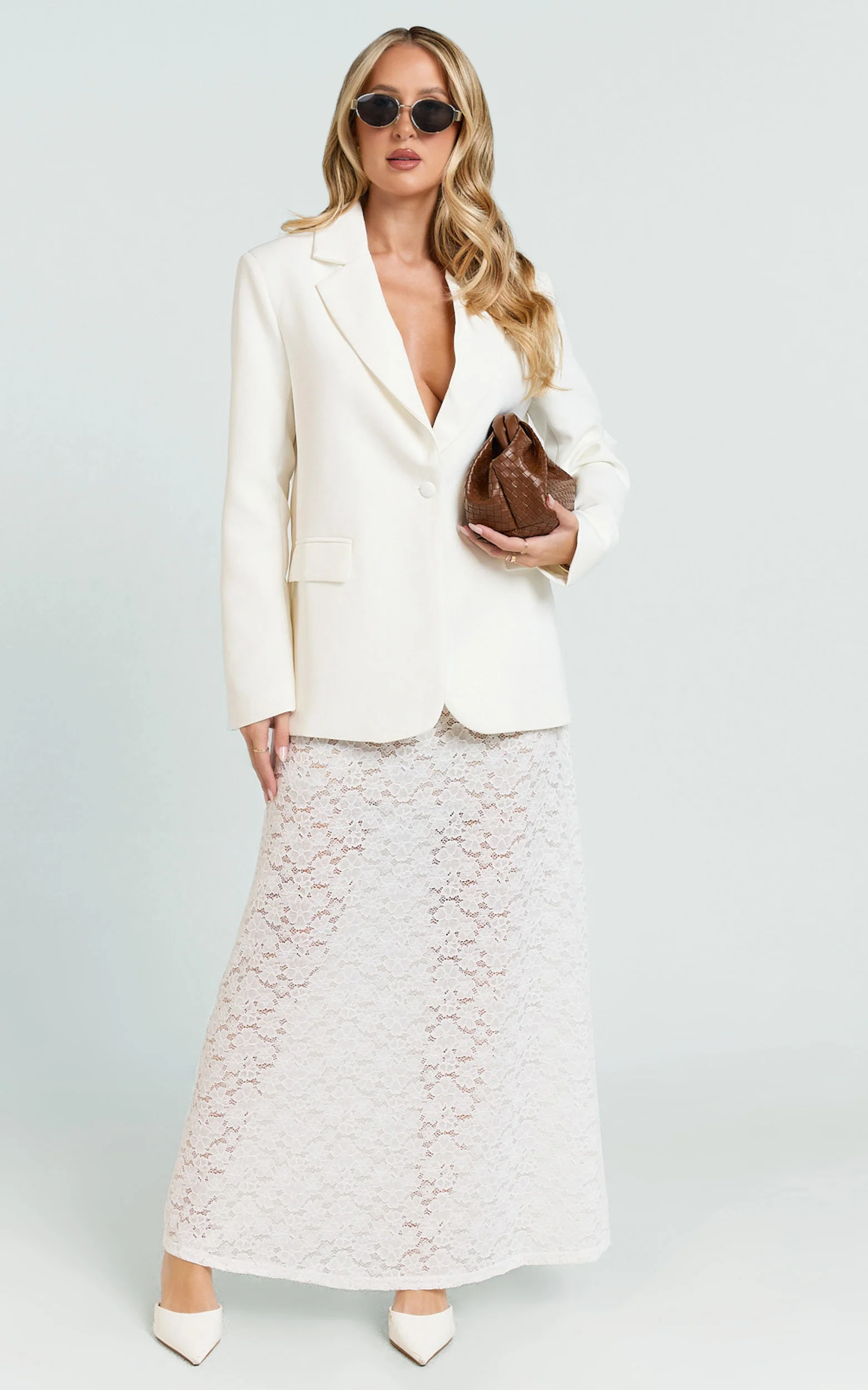 Selena Blazer - Boxy Single Breasted Blazer in Cream