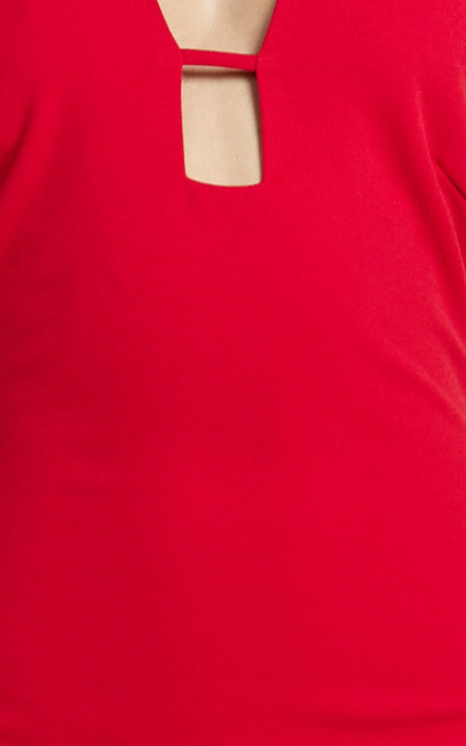 Ricki Maxi Dress - Plunge Halter Low Back Bodycon Dress in Rose Red