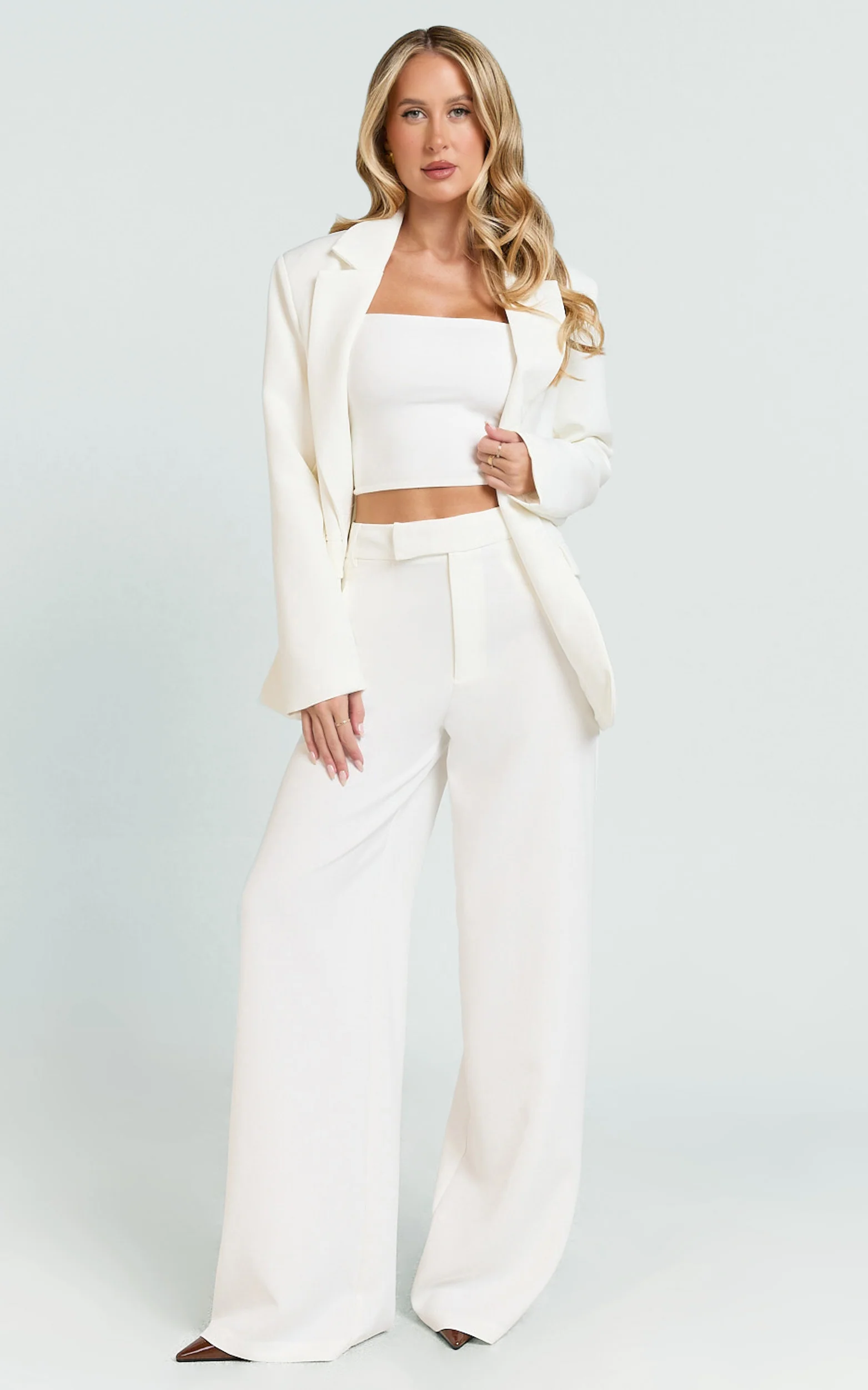 Selena Blazer - Boxy Single Breasted Blazer in Cream