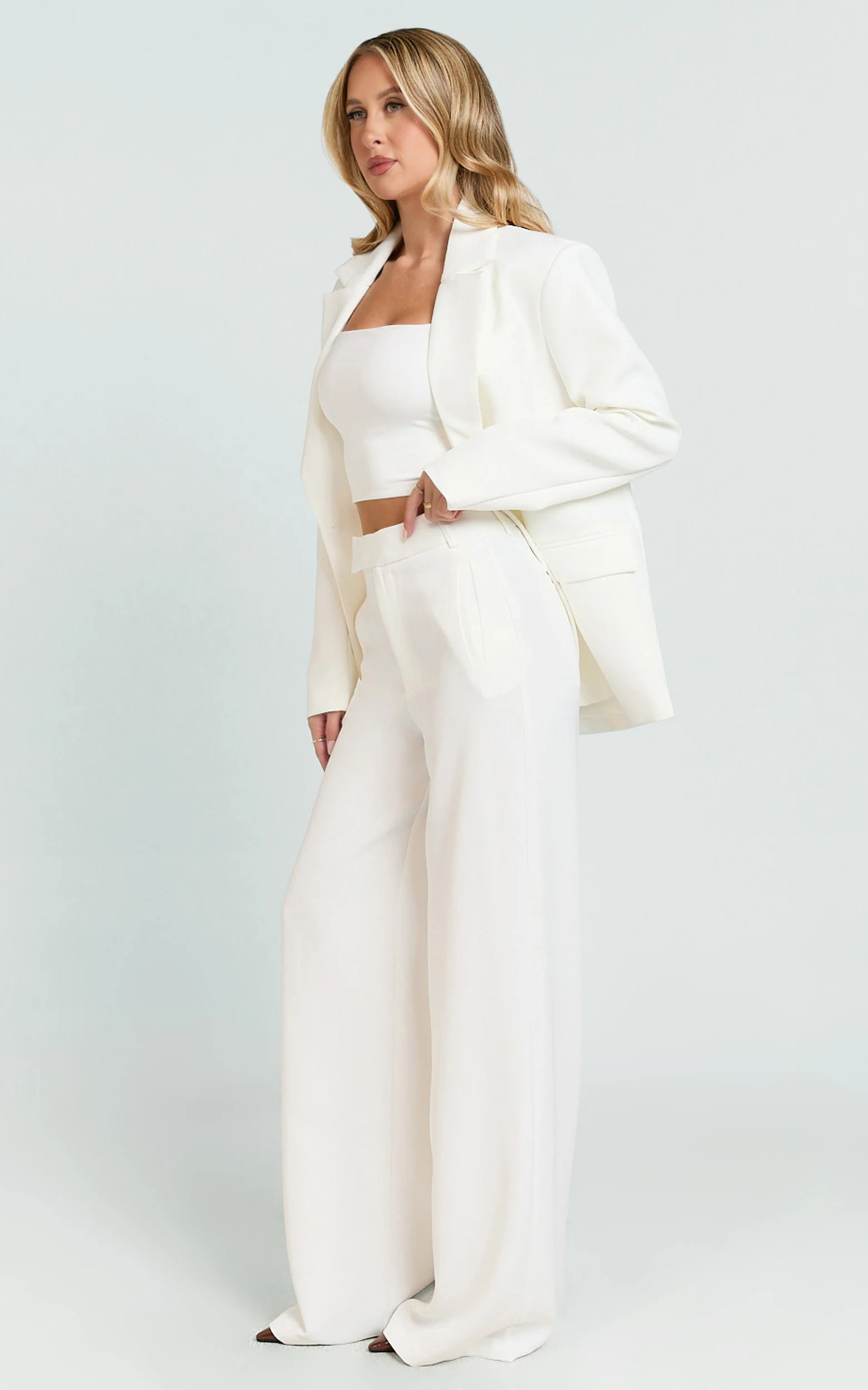 Selena Blazer - Boxy Single Breasted Blazer in Cream