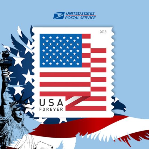 U.S. Flag 1 roll of 100 USPS Forever Stamps First Class Postage Stamps 2018 (3 Coils 300pcs)