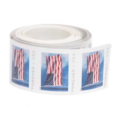 U.S. Flag 1 roll of 100 Forever Stamps First Class Postage Stamps 2019 (10 Coils 1000pcs)