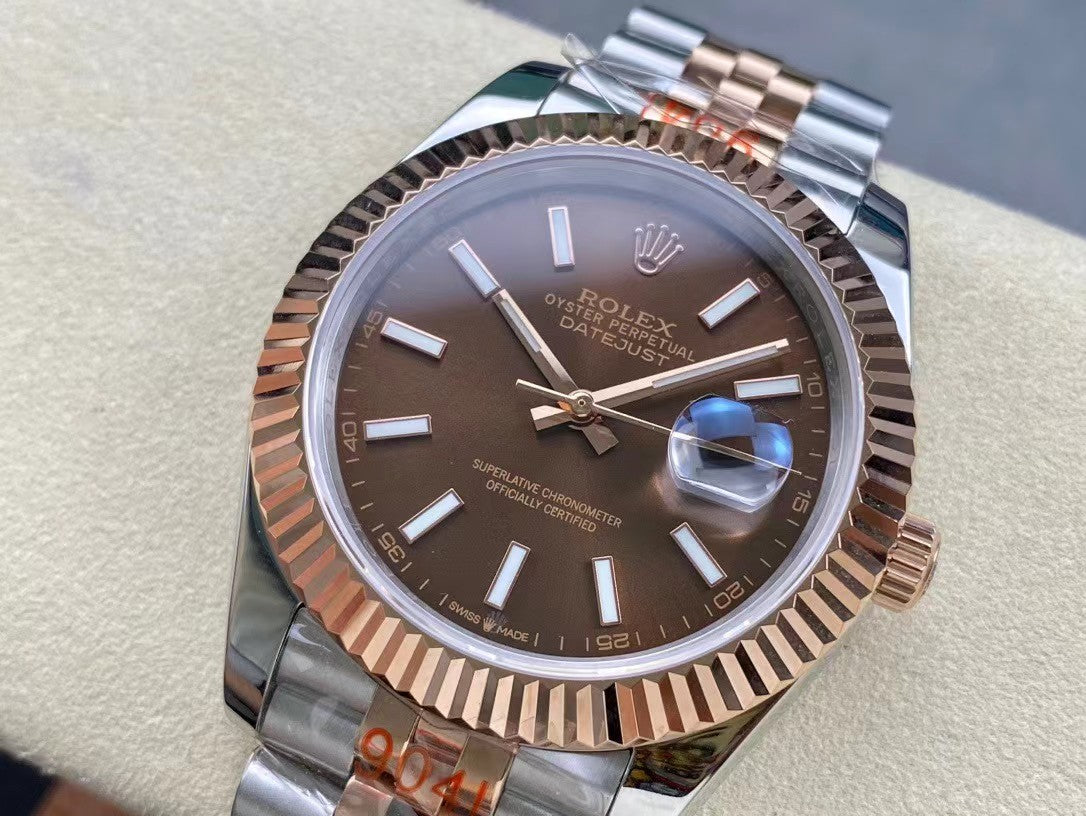 Copy of Datejust Mens rose gold and chocolate