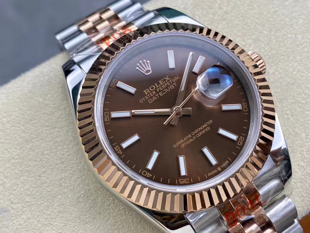 Copy of Datejust Mens rose gold and chocolate