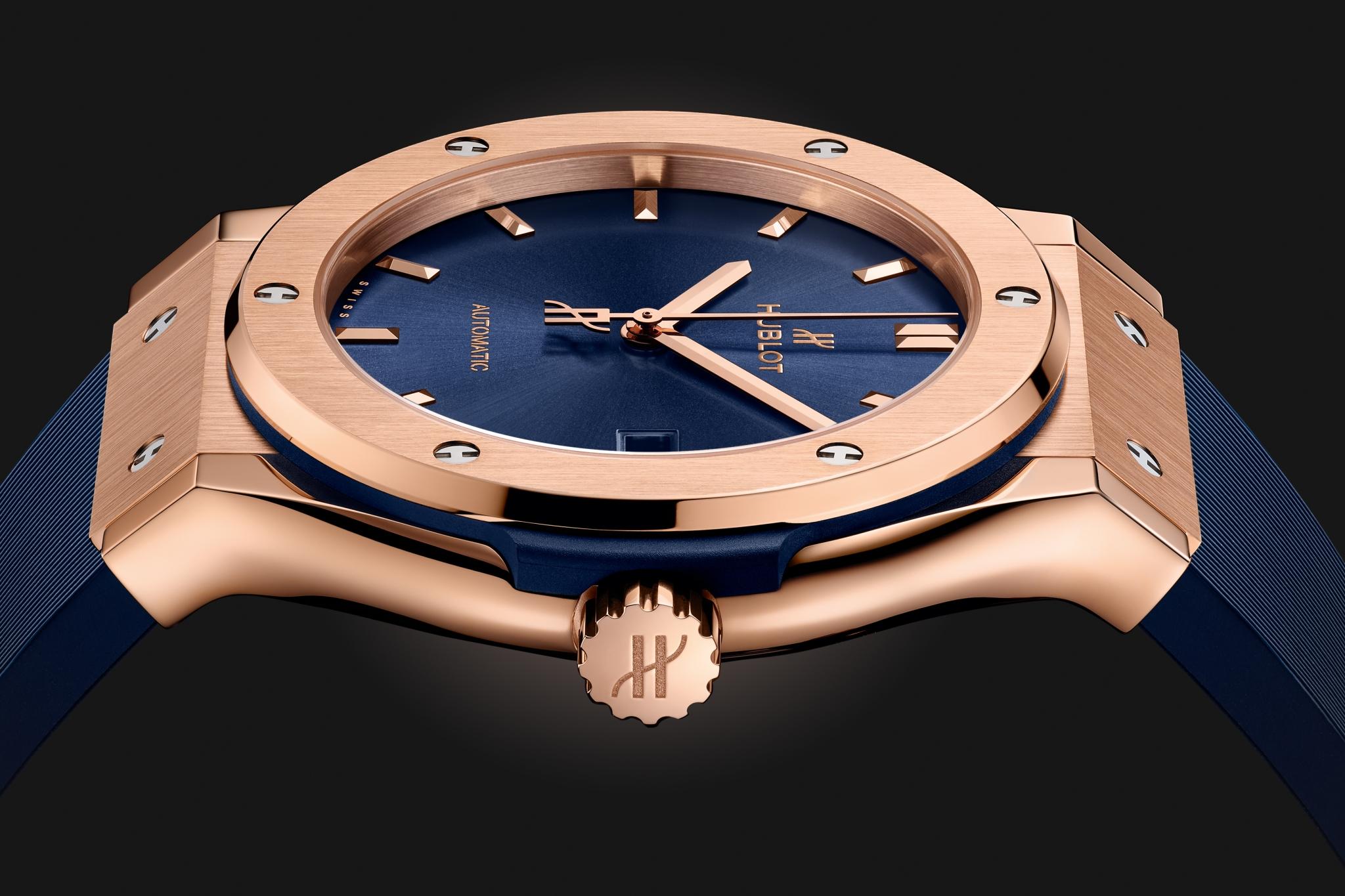 Hublot Classic Fusion Blue Sunray Dial 18K King Gold Automatic 45mm Men's Watch 511.OX.7180.LR