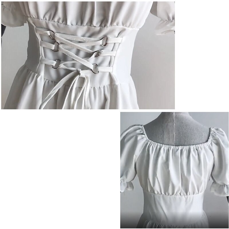2023 New Arrivals Short Sleeve Fashion Dress Women Y2k Fairy Party Dresses Summer Midi Dress White Black Clothing Vestidos 19482