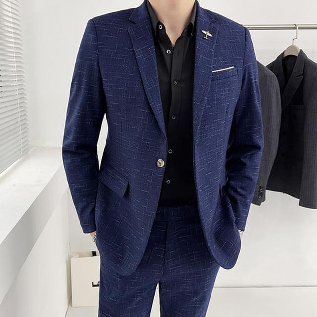 Men's Suit Jacket Vest Pants Fashion Boutique Plaid Casual Business Male Groom Wedding Tuxedo Dress 3 Pieces Set Blazers Coat