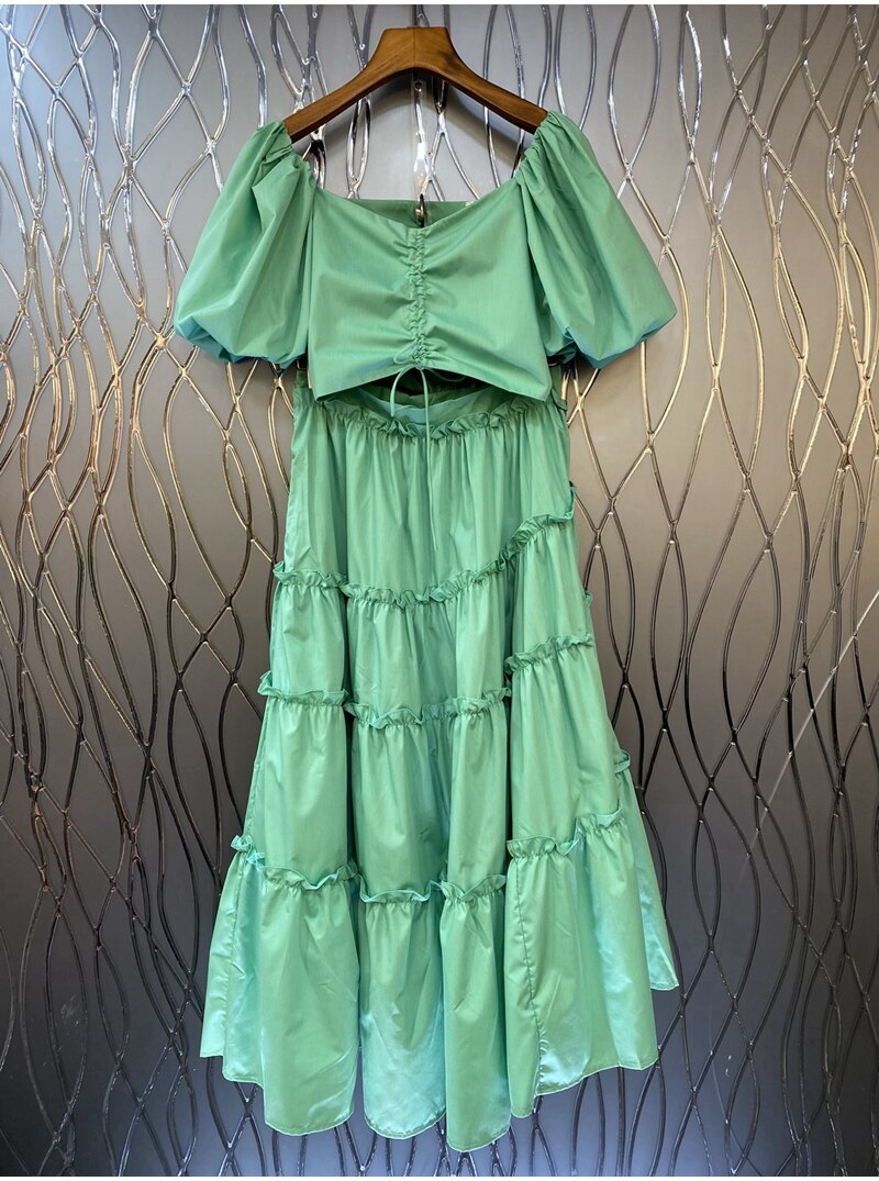 Crop Sets 2023 Summer Fashion 2 Piece Sets High Quality Clothing Set Ladies Drawstring Waist Crop Tops+Long Maxi Skirt Suits