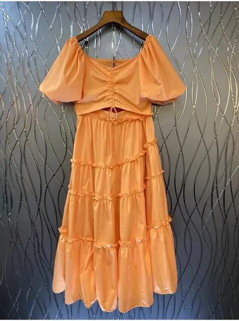 Crop Sets 2023 Summer Fashion 2 Piece Sets High Quality Clothing Set Ladies Drawstring Waist Crop Tops+Long Maxi Skirt Suits