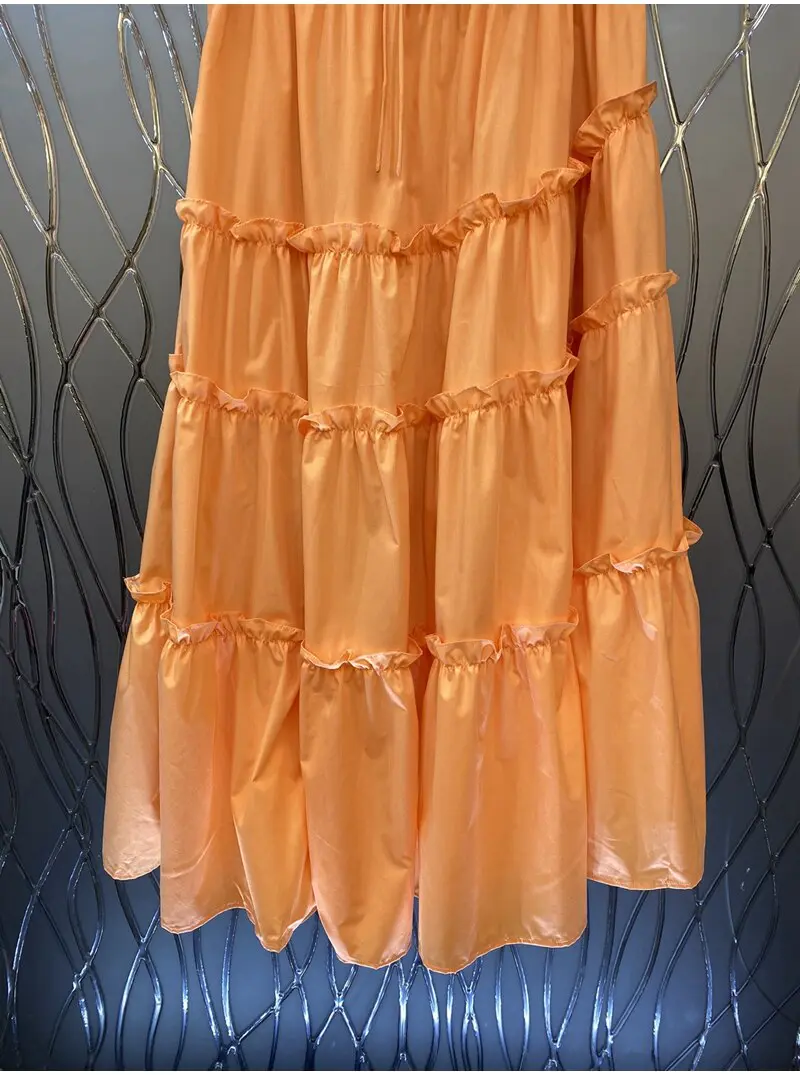 Crop Sets 2023 Summer Fashion 2 Piece Sets High Quality Clothing Set Ladies Drawstring Waist Crop Tops+Long Maxi Skirt Suits