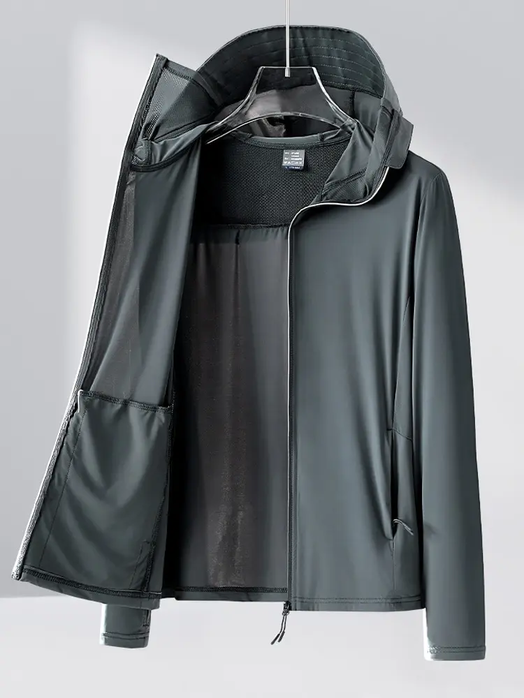 Summer UPF 50+ UV Proof Men Skin Coats Hooded Sun Protection Breathable Cool Thin Windbreaker Plus Size Casual Jackets 8XL